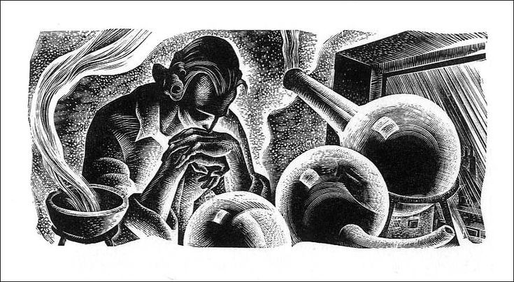 Woodcut illustrations by Lynd Ward for FRANKENSTEIN by Mary Shelley. 