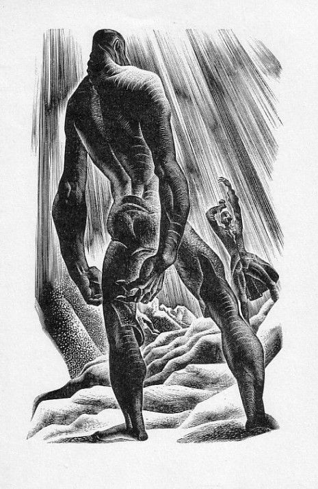 Woodcut illustrations by Lynd Ward for FRANKENSTEIN by Mary Shelley. 