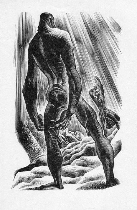 Woodcut illustrations by Lynd Ward for FRANKENSTEIN by Mary Shelley.