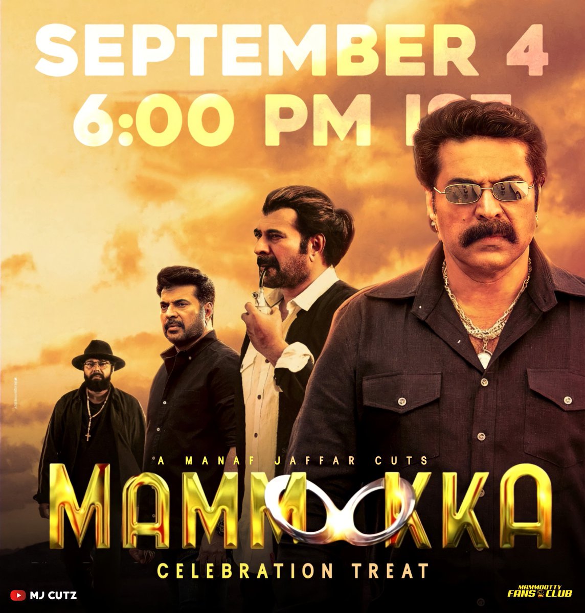 MammoottyFC369's tweet photo. A Complete Chill Pack Celebration Mashup of @mammukka 🔥 
A @creator_mj_ Cuts !! 

Premiering on Sep 4th 6:00pm IST.

https://t.co/RhZhy8dL1r

Stay Tuned !!! 

#MammukkaBdayTrendOnSep6 
#Mammootty #BheeshmaParvam https://t.co/fvHQb0PRk8