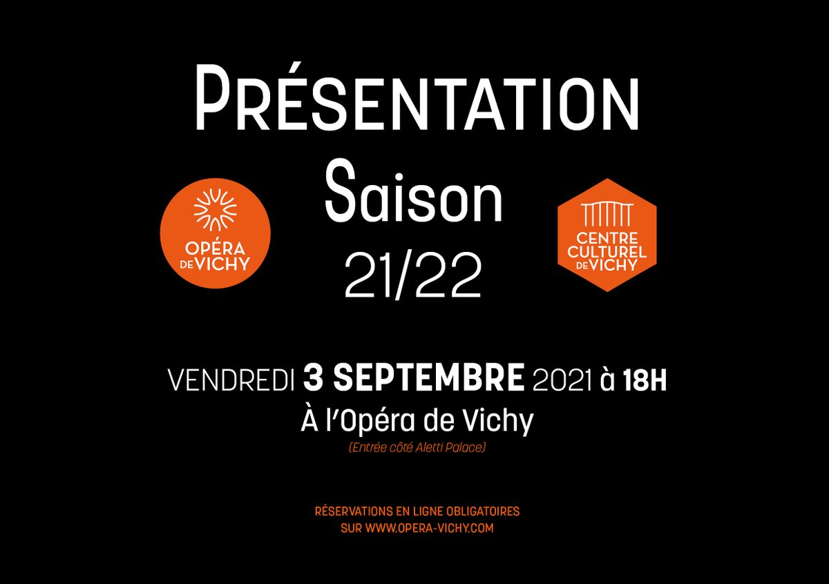 [#Opera] Décrochons la Lune🌙! Ce vendredi 3 septembre à 18h aura lieu la présentation de la Saison culturelle 2021/2022, à l'Opéra de Vichy.
Informations et réservations  
👉cutt.ly/dWhqjAx
#Opera #CentreCulturel #NouvelleSaison