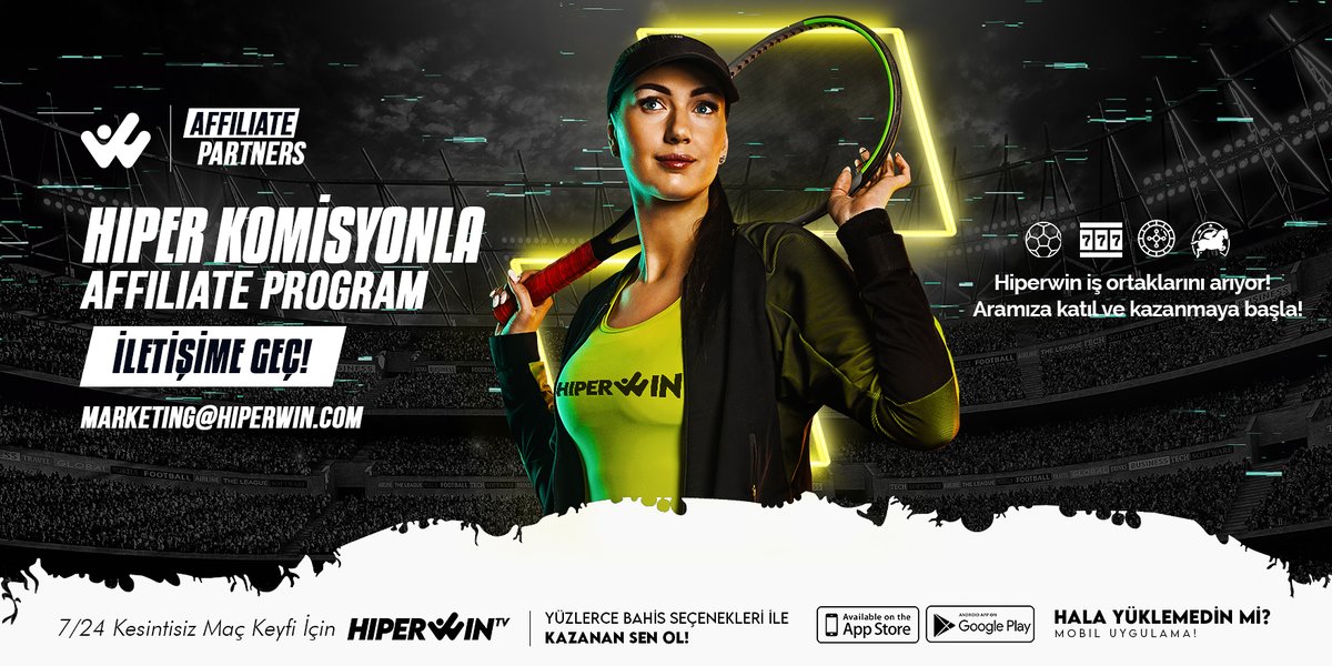 ✅Affiliate Program
🎟️Yeni iş ortakları arıyoruz
📢Hiperwin dünyasına sende ortak ol!
💰En yüksek komisyon oranları ile sende kazan!

⬇️⬇️⬇️
İletişim için; marketing@hiperwin.com