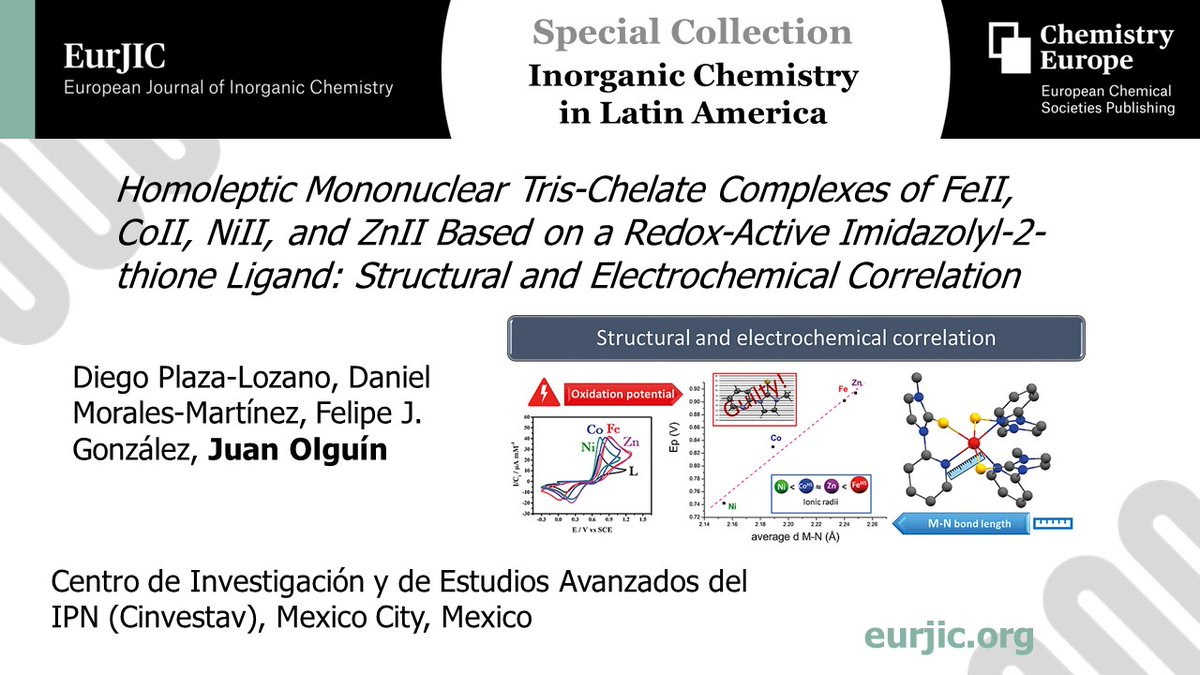In our #LatinAmericanChem Special Collection: Juan Olguín's work on redox-active tris-chelate complexes of Fe(II), Co(II), Ni(II) and Zn(II) <a href="/Leolguin/">Juan Olguin</a> #LXChemInorg …mistry-europe.onlinelibrary.wiley.com/doi/10.1002/ej…