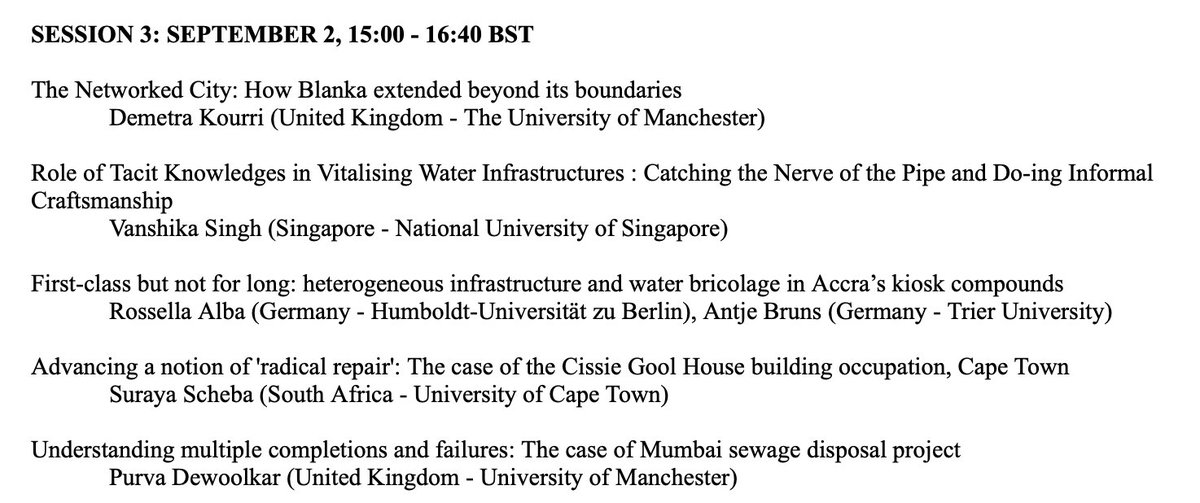 Nate Millington (@nate_millington) on Twitter photo We have a great group of sessions at <a href="/RGS_IBG/">Royal Geographical Society (with IBG)</a> on Unfinished Infrastructures this week, organized by myself with <a href="/purvadewoolkar/">Purva Dewoolkar</a> & Cecilia Alda-Vidal. Join us if you're around. Virtual stages 13, 12, and 24 - T/W/Th at 15:00 BST. We have a great group of sessions at <a href="/RGS_IBG/">Royal Geographical Society (with IBG)</a> on Unfinished Infrastructures this week, organized by myself with <a href="/purvadewoolkar/">Purva Dewoolkar</a> & Cecilia Alda-Vidal. Join us if you're around. Virtual stages 13, 12, and 24 - T/W/Th at 15:00 BST.