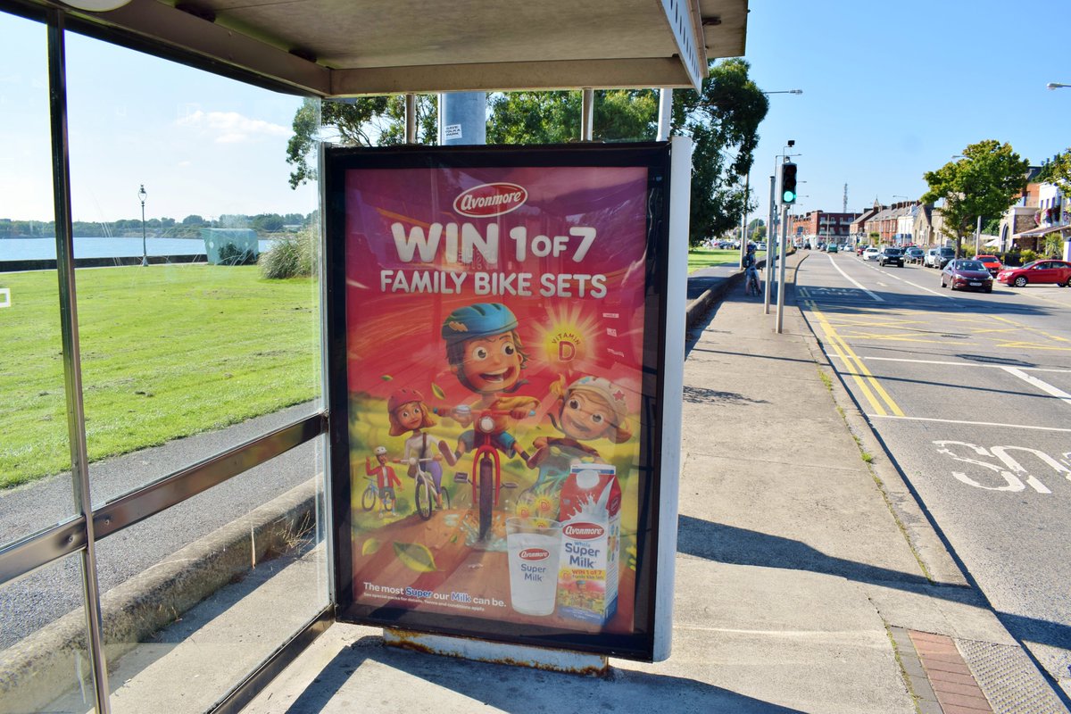 PMLGroup's tweet photo. 🚵‍♀️Avonmore Super Milk is giving the chance to win a Family Bike Set. 

To get the wheels in motion a special build 48 Sheet in Rathgar stands out with 2D bikes and sun with lighting built into poster. Campaign also spinning on Digital &amp; Classic 6s,

#GetOOH  #TheSunshineVitamin https://t.co/DJUvnPfswc