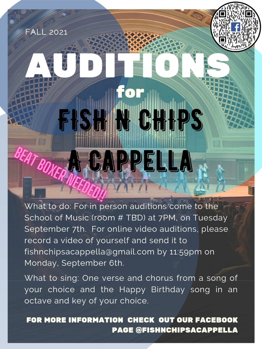 fishnchipscmu's tweet photo. It's that time of year folks!  The fishes are excited to be expanding our school and are looking forward to each and every audition! https://t.co/Uxgf3JbNMJ