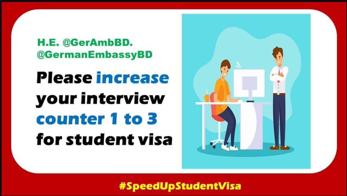 Niloy0095's tweet photo. We're in trouble. Plz @GermanEmbassyBD work again like before. There is no lockdown,no restrictions.Applicants are now vaccinated. Please use your all resources to speed up the student visa process. Hon'ble @GerAmbBD plz help us, please use all the resources
#GerEmbUse3counters https://t.co/S9UIwMvzip