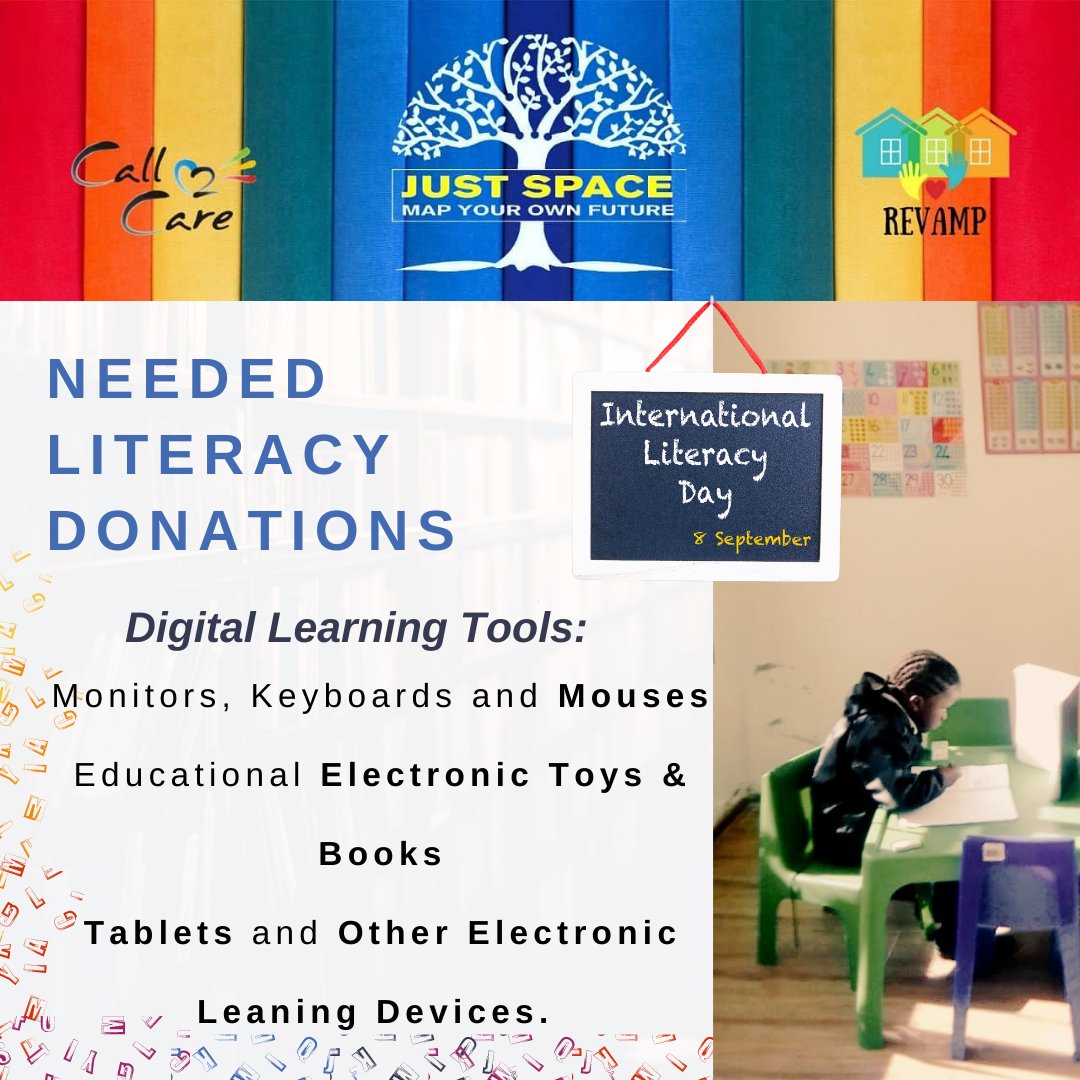 To coincide with this year's UN theme for International Literacy Day, we are asking that tools that can help foster and encourage digital literacy be donated for our literacy day initiative. Click the link to find out more!
call2care.org.za/literacyatjust…

#Call2Literacy2021