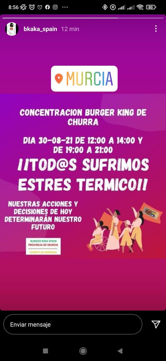 Mompean_1's tweet photo. Concentración en burger King churra. Todo el verano trabajando a 40º y sin aire. #7RM #antena3 #telecinco #lasexta @7RM https://t.co/0djSi61Uba