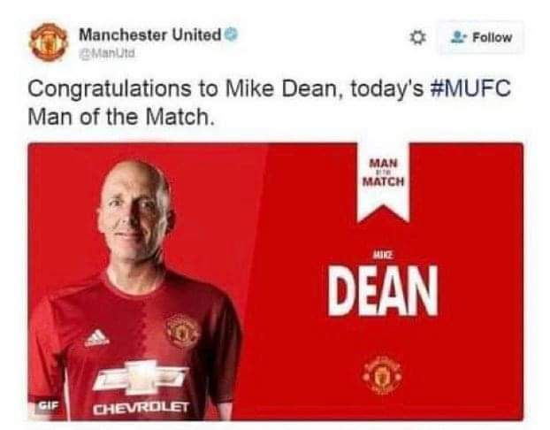 SGrunge_19's tweet photo. @MUFCBenny @ajaydlegend @ManUtd @raphaelvarane Nah, that was your 12th man for ignoring Pogba's red card challenge in the build up. https://t.co/CGUER2E8Nk