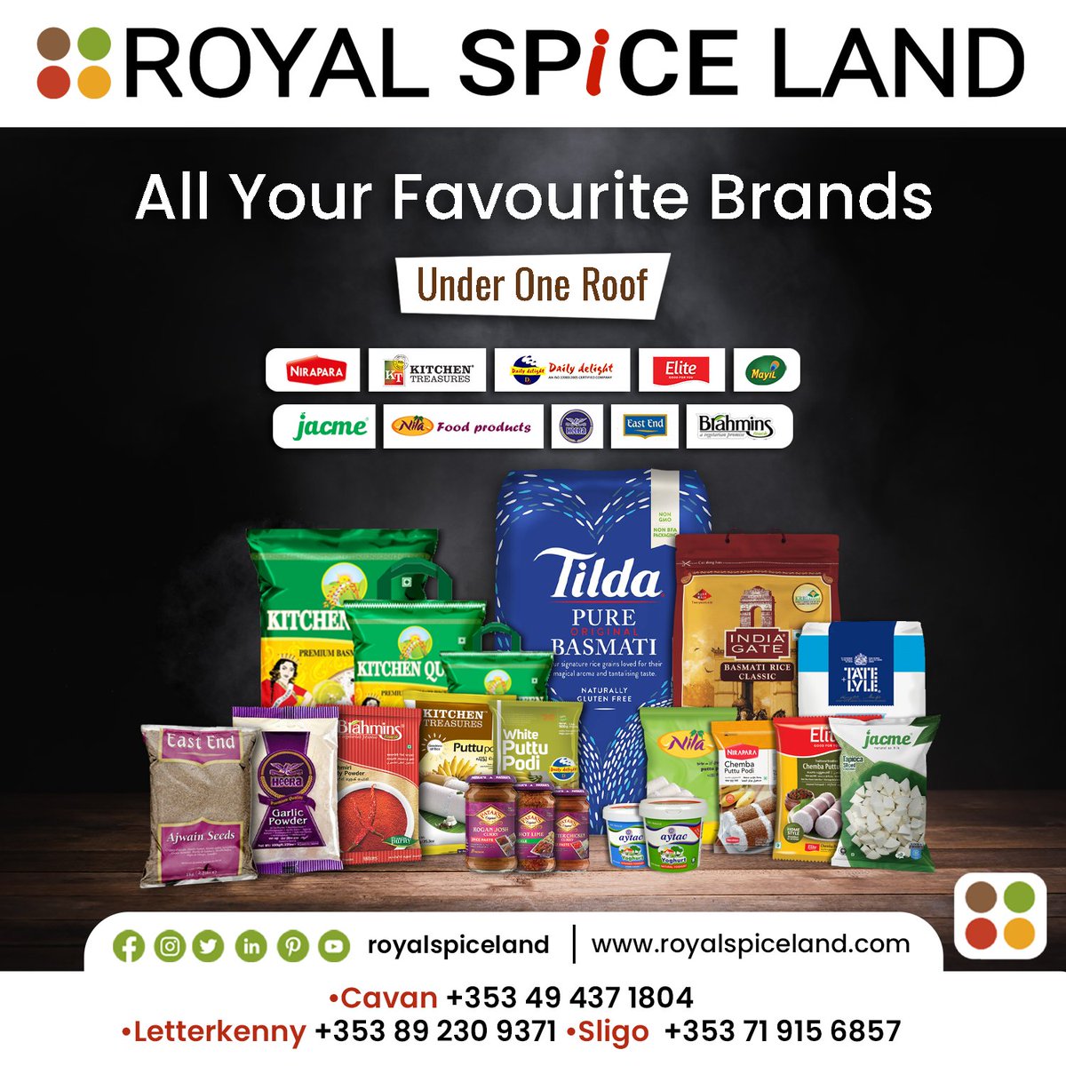All your favourite Brands under One Roof!

Wide range of products available now  @royalspiceland  

#royalspiceland #groceryshop #foodproducts #nirapara #kitchentreasures #dailydelight #jacme #letterkenny #caven #sligo #ireland