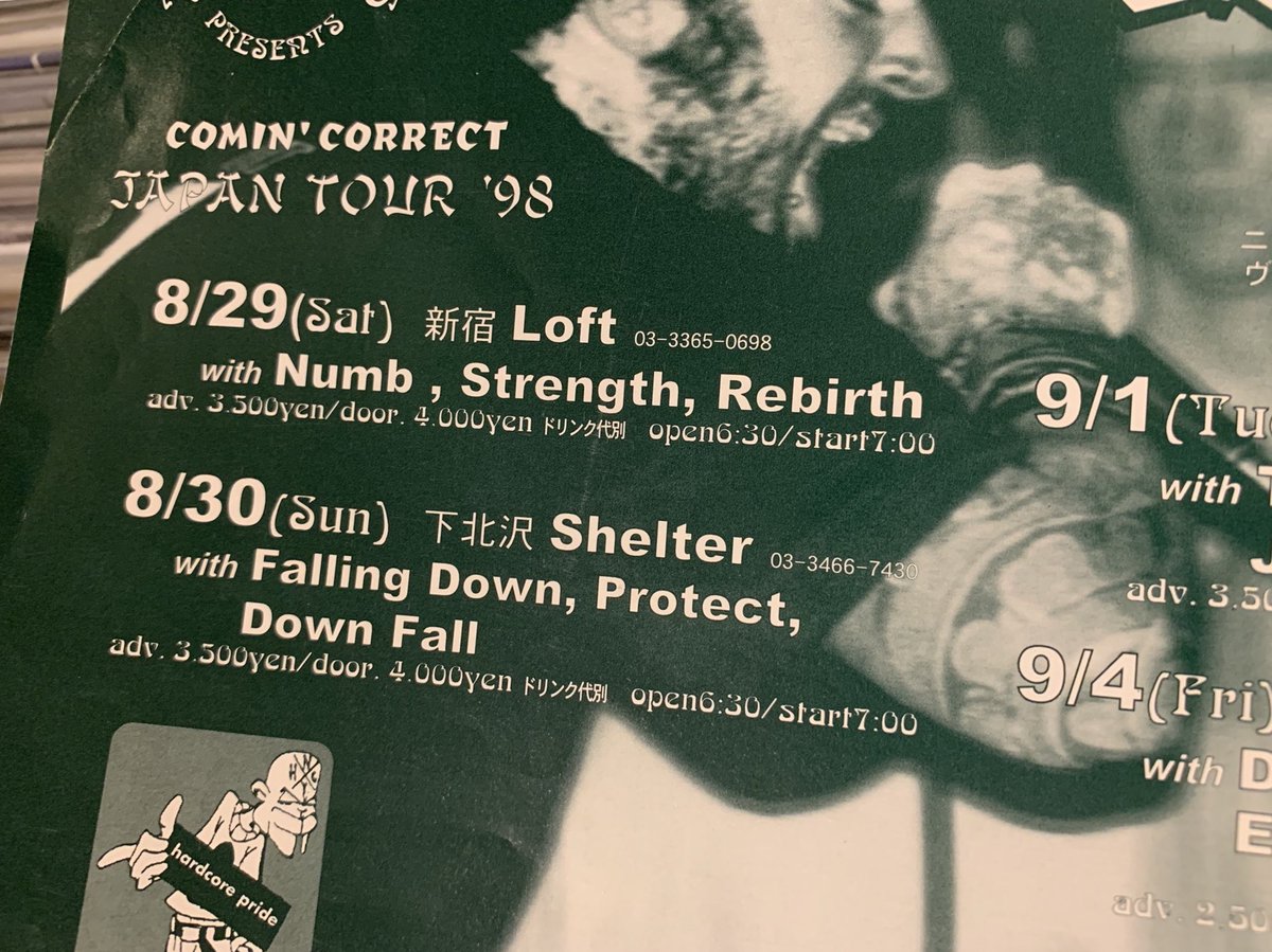 RETRIBUTION178's tweet photo. 1998年の今週COMIN' CORRECTのツアーが敢行されていたとは⏳#comincorrect #pahc #nyhc #90shardcore #hardcoreflyer #numbthc #strength #rebirth #fallingdown #protect #downfall #tjmaxx #dugrevenge #johnholmez #devicechange #elementaltweak #japanesehardcore https://t.co/eMZGWntbng