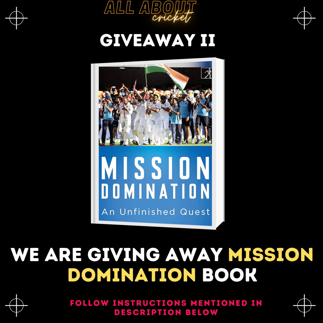 allaboutcric_'s tweet photo. Hello &amp; Welcome to our second Giveaway.
This time we are gifting you newly launched Mission Domination book by @BoriaMajumdar &amp; @kushansarkar 

Below are the rules - 
1) Follow @allaboutcric_ 
2) Comment the city you are located
3) Retweet this tweet

Ends on - Sept 6th 2021 https://t.co/KoH1UkOuDG
