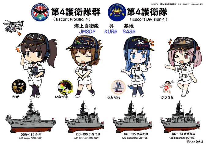 #これでフォロワーさん増えました 
護衛艦「かが」「すずつき」「いなづま」「さみだれ」「さざなみ」関連…
自分が描いたイラストの中では
多分一番人の目に触れたかも 