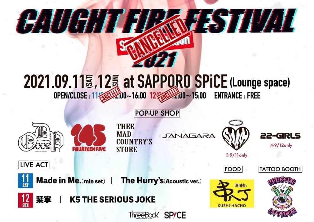 hikage_sapporo's tweet photo. <CAUGHT FIRE FESTIVAL 2021中止のご案内>

9/11 9/12にご来場を予定していた皆様にはご迷惑をおかけいたします。

チケットの払い戻し等に関しては下記画像を参照ください。 https://t.co/Y9fIPlSGjH