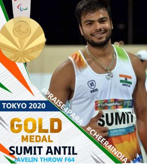 DDNewslive's tweet photo. #SumitAntil won Gold in Men's Javelin - F64 event with World record attempt of 68.55
#Cheer4India  #Praise4Para @tapasjournalist https://t.co/d2NK62YayP