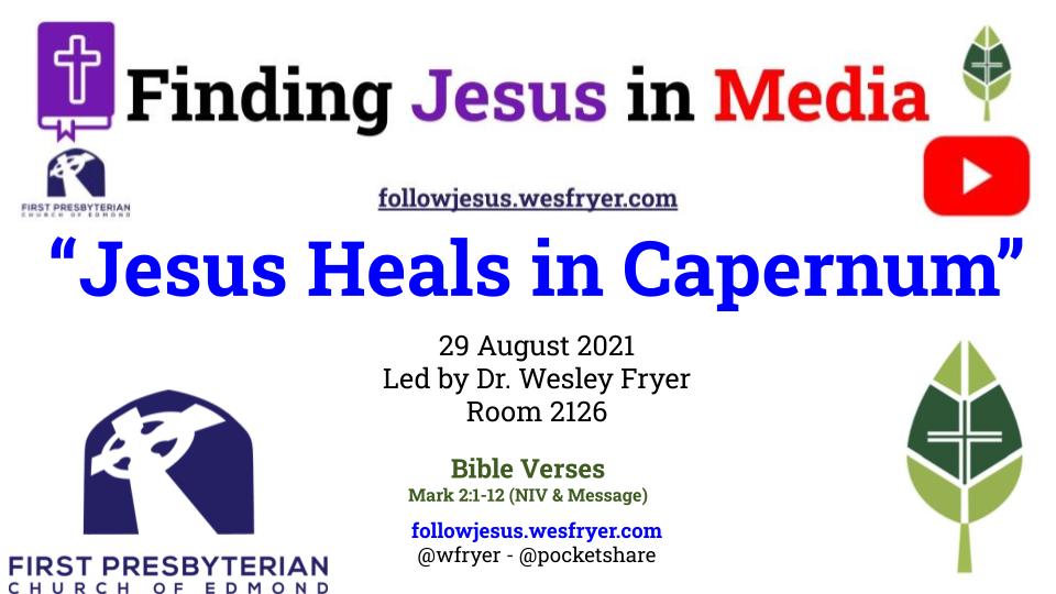 PocketShare's tweet image. [VIDEO] of Lesson 2 of our @fpcedmond Sunday School class, "Finding Jesus in Media" on Mark 2:1-12 "Jesus Heals in Capernum" youtu.be/dWfqv92gKDI #Bible #GodIsReal #FindingJesus