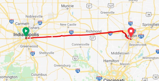 Good Morning Dayton Ohio - firefighters will be rolling your way today. Traveling on US-40 E and OH-49 S.  Please share the road as we ride for veterans and firefighter job related cancers. firevelo.com
Route ridewithgps.com/routes/34754609