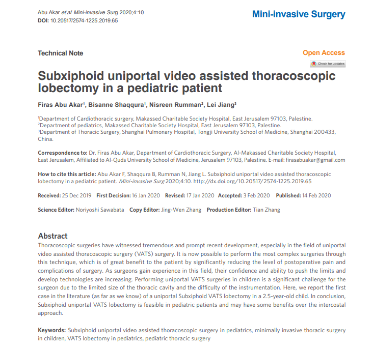 MiniSurgery's tweet photo. 🧐#thoracoscopic Subxiphoid uniportal video assisted thoracoscopicb lobectomy in a pediatric patient
👉https://t.co/VTyIac1bgj https://t.co/BTaExzRo4T