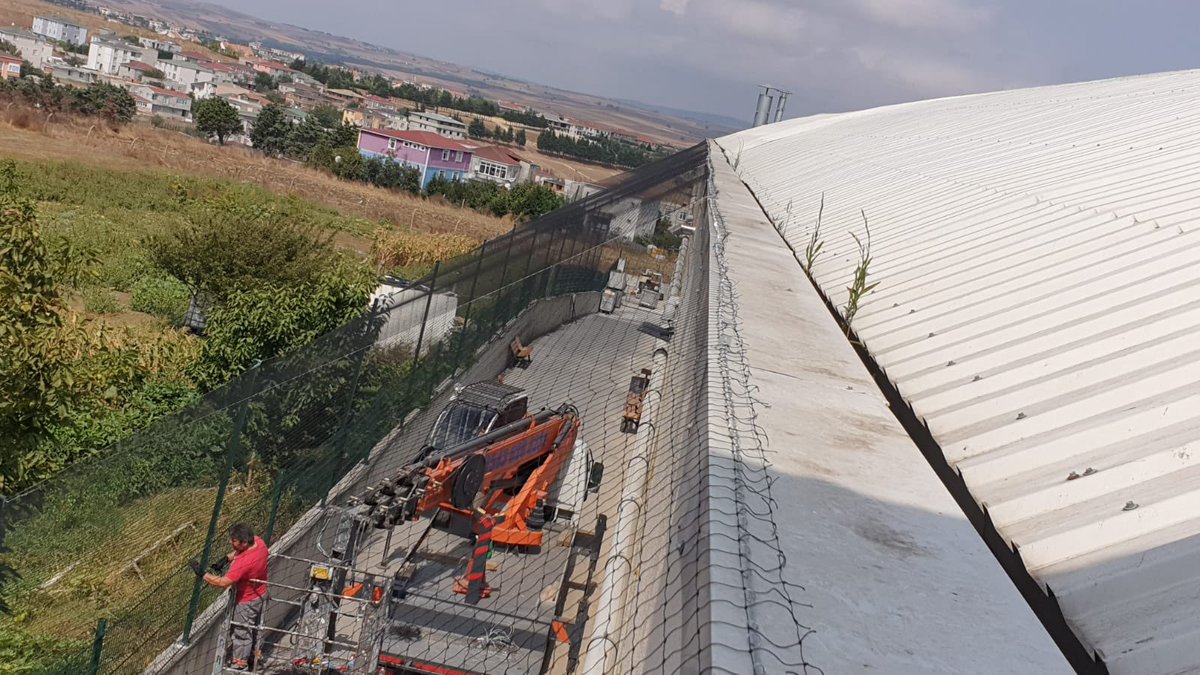 Kuş filesi Uygulama Hizmeti #kuşağı  #Kuşfileuygulama 50*50 polietilen kuş ağını açık alanda uygulama