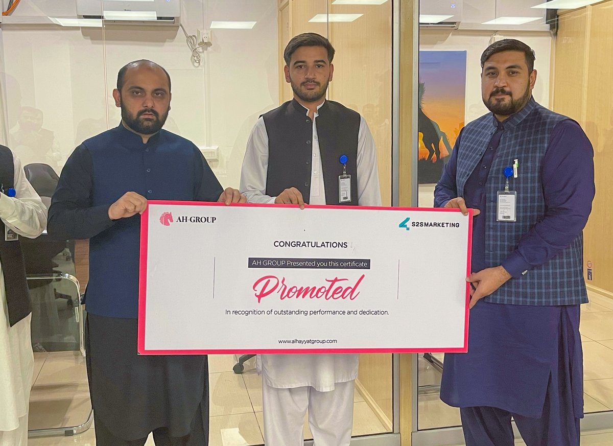 AHGroup_Pk's tweet photo. Congratulations on your promotion. We are happy to see your growth. May this achievement takes you to a higher level of success. #ahgroup #employeesmatter https://t.co/ui61iUzjVK