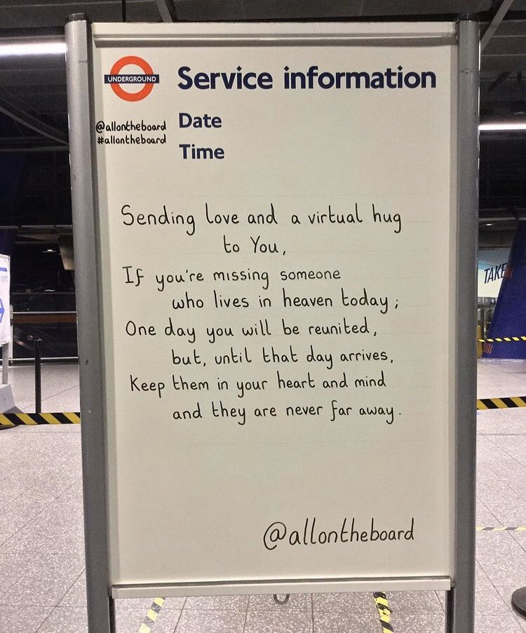 Sending love and a virtual hug to you if you’re missing someone who lives in Heaven today. 
<a href="/allontheboard/">All On The Board</a> 

All On The Board book - amazon.co.uk/Tfl-Quote-of-t…