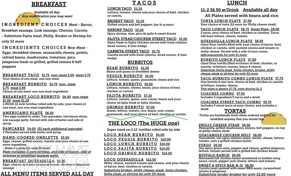 dos_food's tweet photo. Good morning!!! We wanted to share the updates Dos Gringos Locos menu. Please call (903) 413-5686 for pick up or delivery!! Full menu served all day long! https://t.co/5YdtqCT23s