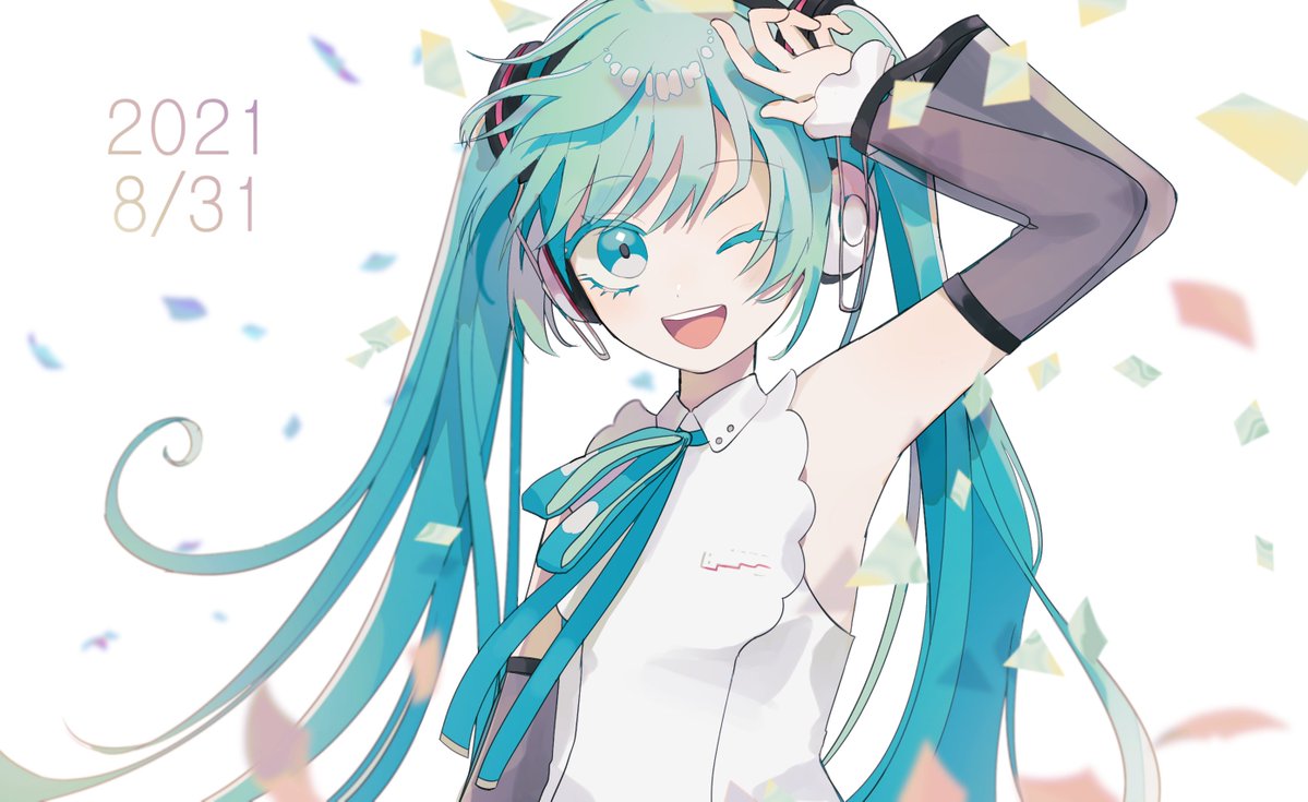 初音ミク「#初音ミク誕生祭2021 
#初音ミク生誕祭2021 
おめでとう〜〜〜〜〜〜〜」|ふせご/ぷのイラスト