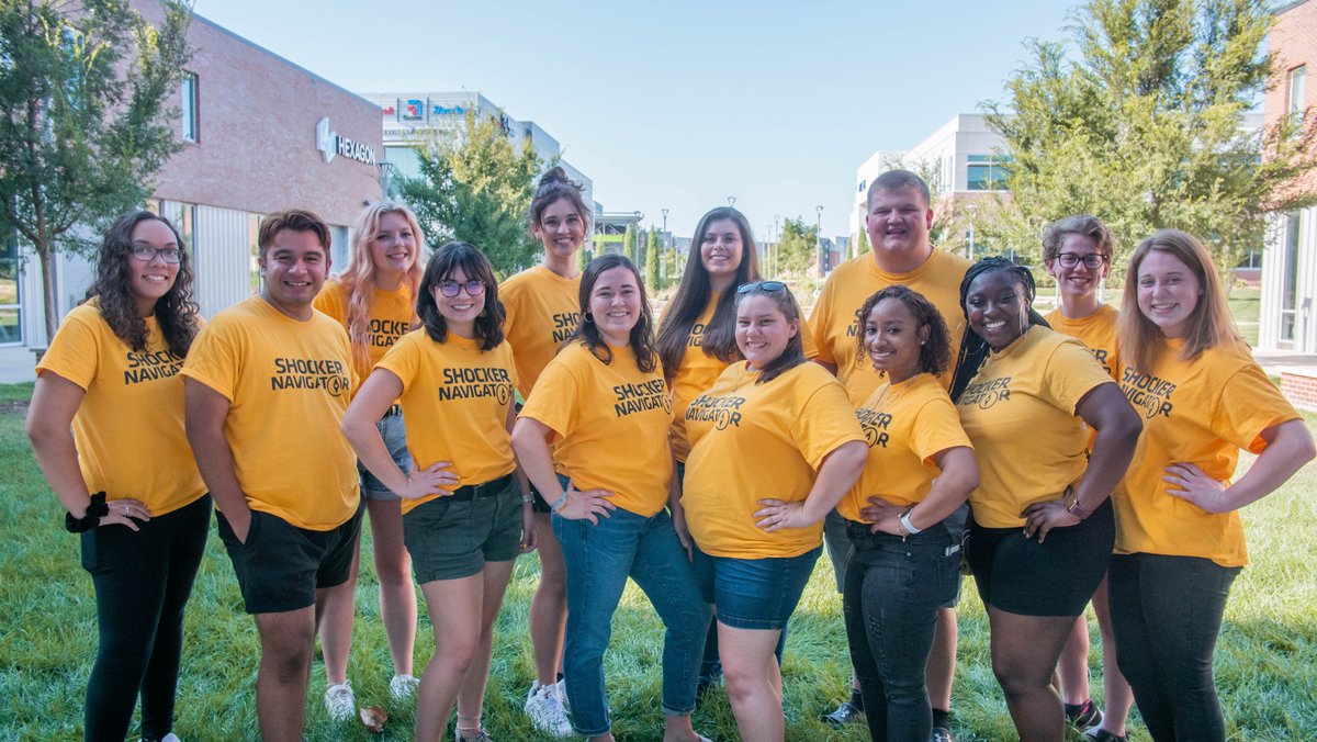 wheatweet's tweet image. Our squad! We invite you to schedule a campus visit to @WichitaState &amp;amp; experience a campus tour w/ one of our Shocker Navigators. They're ready to walk backwards &amp;amp; talk, while blowing you away w/ all kinds of random trivia about our 330 acre campus.

💻: wichita.edu/visit