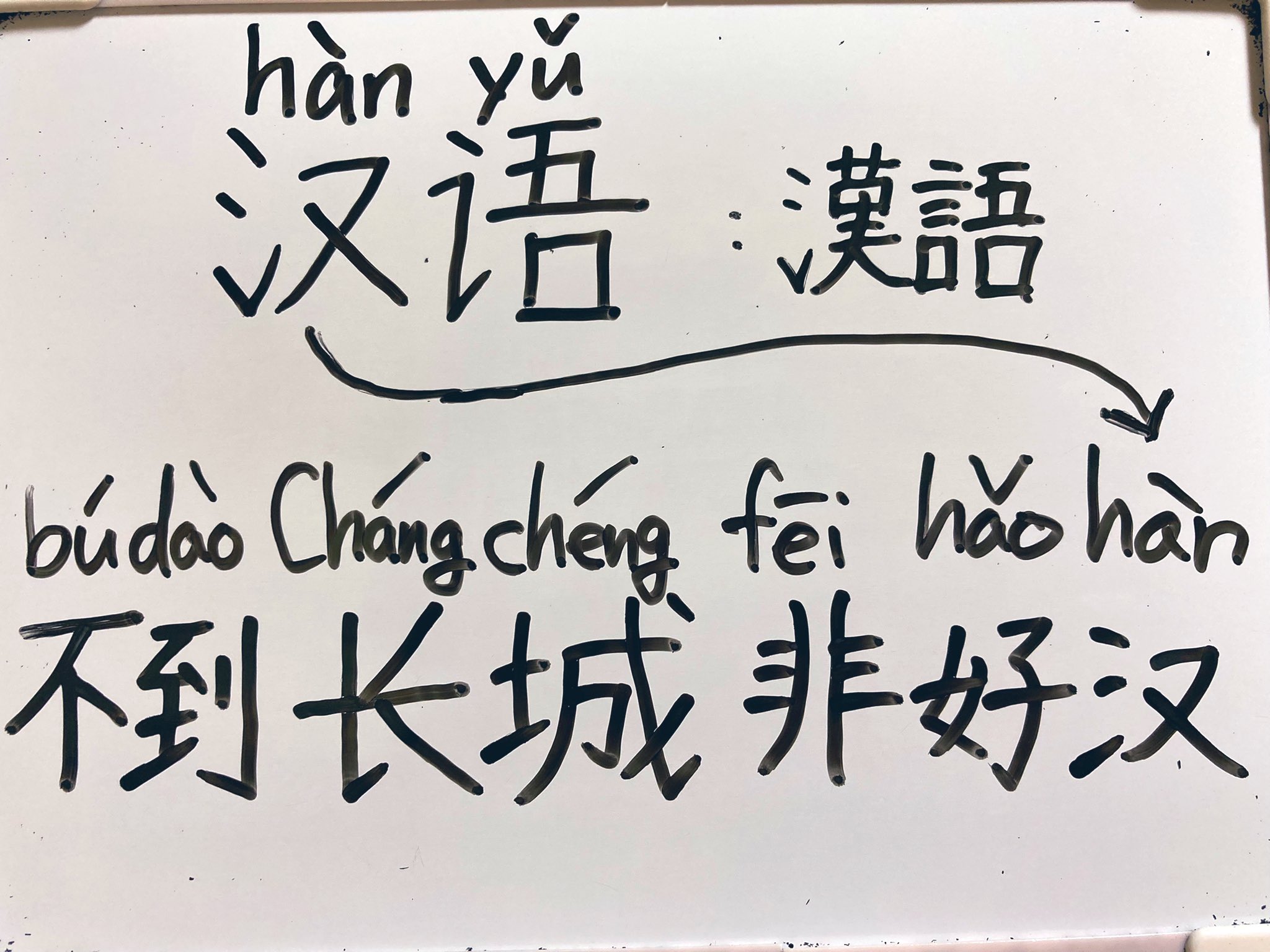 ようめいオンライン中国語レッスン 不到长城非好汉 中国語は 汉语 と 中文 という言い方がありますよとお伝えした後 漢 繋がりで 万里の長城に関することわざをお伝えしました 万里の長城に行かなければ立派な男じゃない 初志貫徹の大切