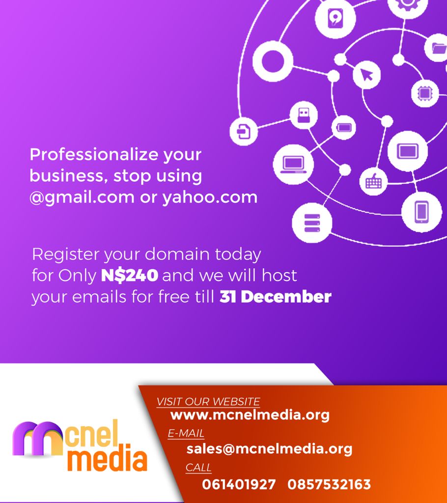 Stop using Gmail accounts Register your domain today for N$240  and We will host it for Free - mcnelmedia.org