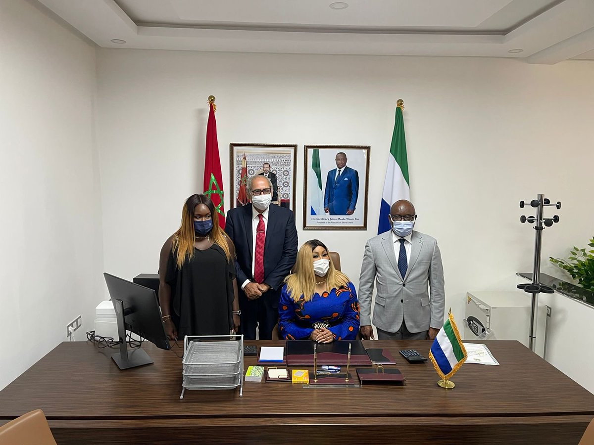 MarocDiplomatie's tweet photo. L'Ambassadeur de la République de Sierra Leone, M. Atumanni Dainkeh, a présidé aujourd'hui la cérémonie d'installation de la Consule Générale de son pays à Dakhla. https://t.co/ff3ImsdLQE