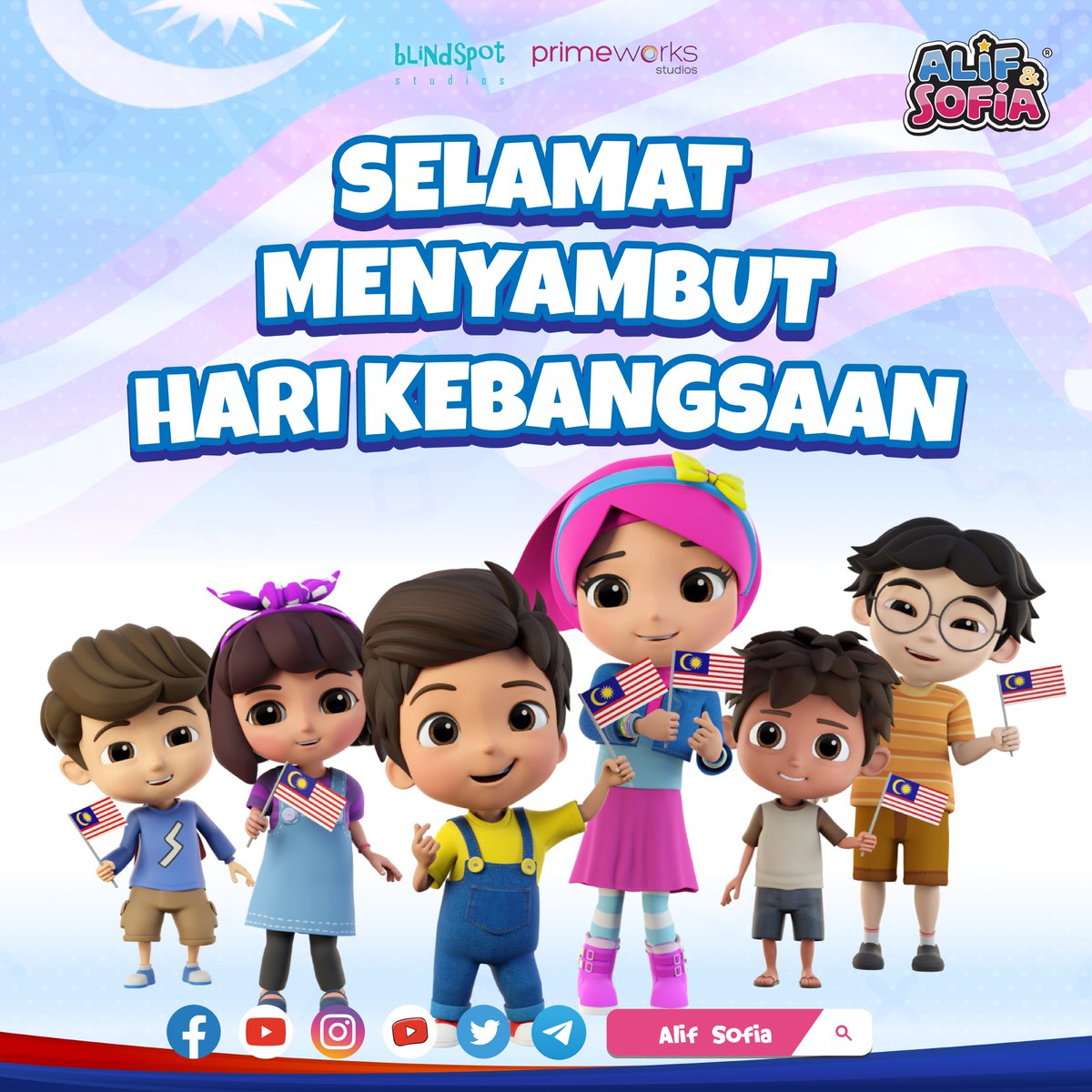 AlifdanSofia's tweet photo. Selamat menyambut Hari Kebangsaan! Semoga negara kita akan pulih semula dari wabak COVID-19 dan mencapai kejayaan demi kejayaan pada masa akan datang. Bersama Alif dan Sofia dalam menyemarakkan semangat cintakan Malaysia yang ohsem!

#HariKebangsaan #MalaysiaPrihatin #AlifSofia https://t.co/oiYbgn2thH