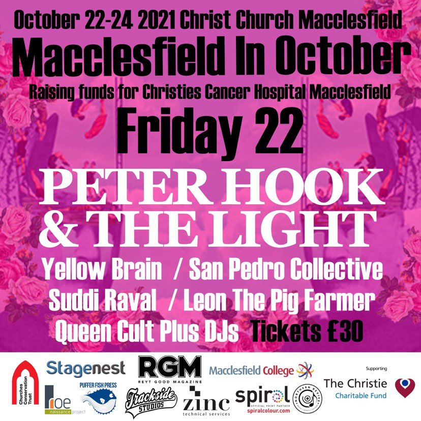 Who’s joining us at Macclesfield in October on the Friday?