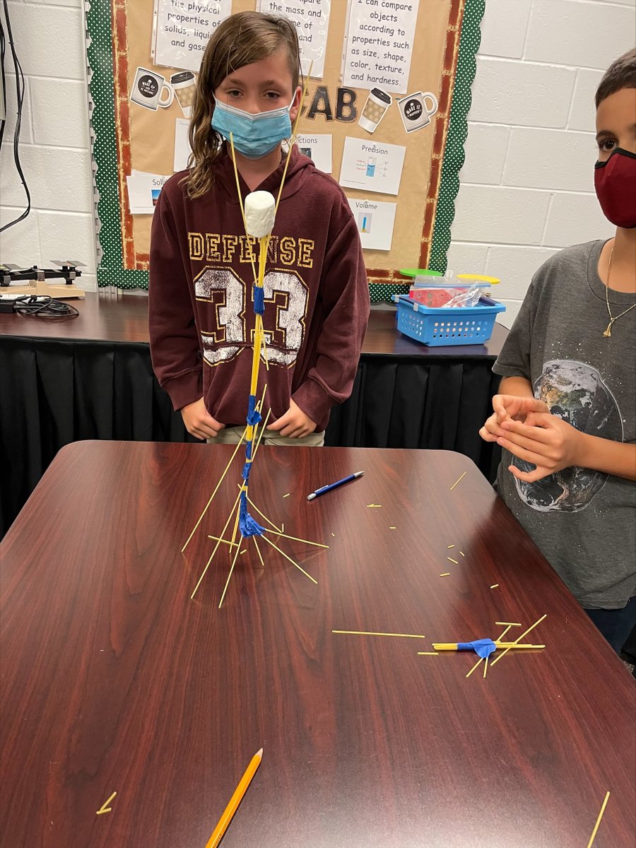 PCS_ElemMath's tweet image. These Tarpon Fundamental 5th graders collaborated to create the tallest spaghetti skyscraper last week during the Math Mindsets Unit. We&apos;re inspired by all the unique solutions they invented for this problem! #iteachmath