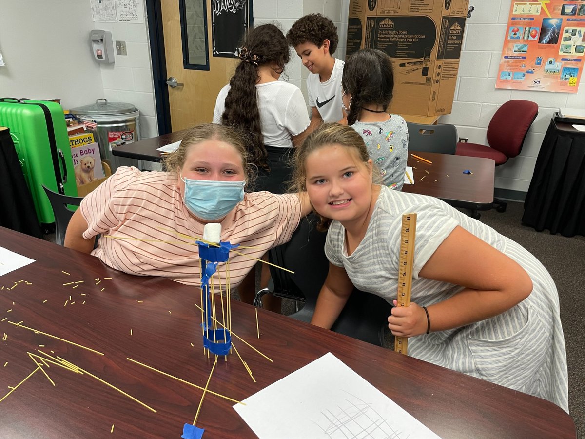 PCS_ElemMath's tweet image. These Tarpon Fundamental 5th graders collaborated to create the tallest spaghetti skyscraper last week during the Math Mindsets Unit. We&apos;re inspired by all the unique solutions they invented for this problem! #iteachmath