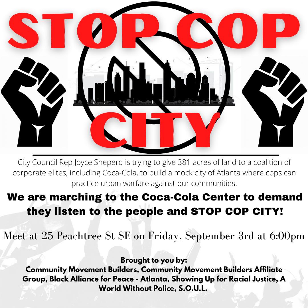 Community Movement Builders (@communitymvt) on Twitter photo Say no to occupation. Say no to militarized police. So no to Cop City. Public safety does not mean our mass incarcerated. Say no to occupation. Say no to militarized police. So no to Cop City. Public safety does not mean our mass incarcerated.