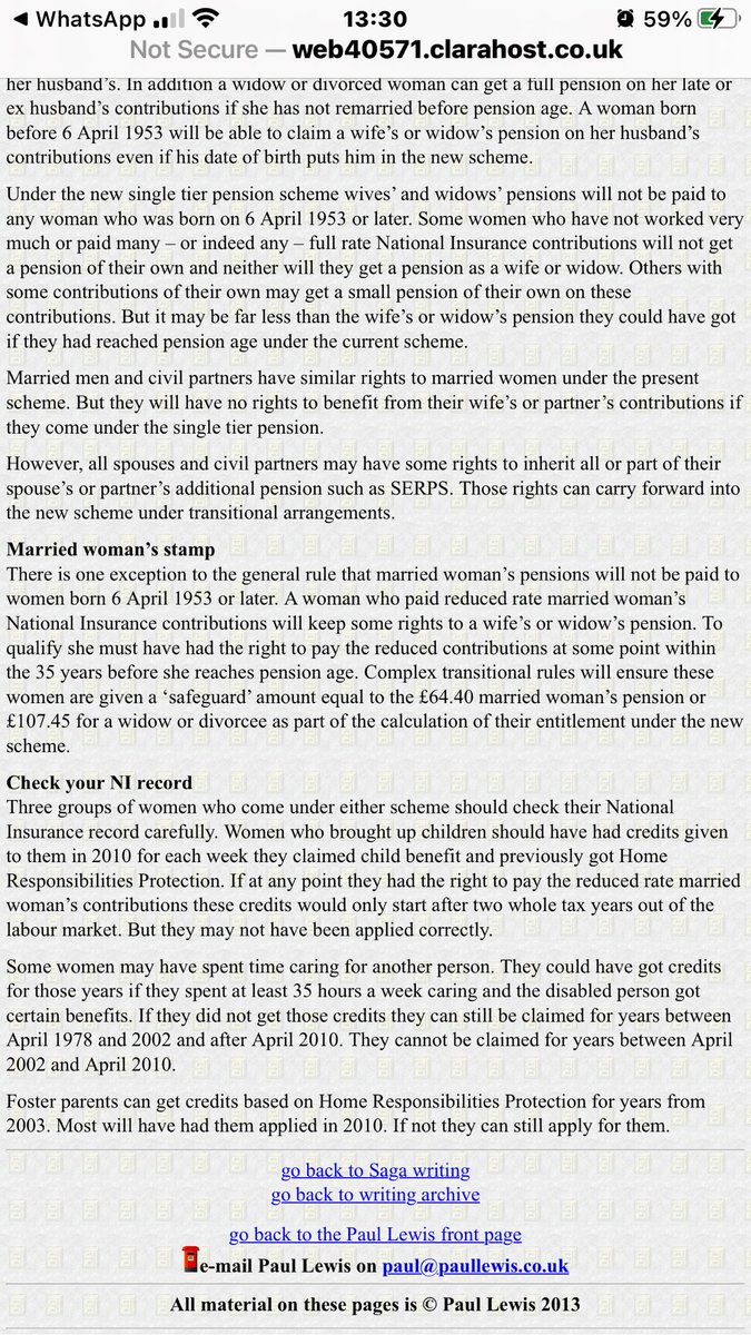Interesting article. I FINALLY qualified for SP July 18 (oct18/65). 45 full yrs yet did not did not get full NSP. Instead calculated on old SP but with NSP regs⁉️lost £30pw now £50pw gap increasing - poverty beckoning #CEDAWinLaw #backto60
#StatePension #WBoR #FullRestitution