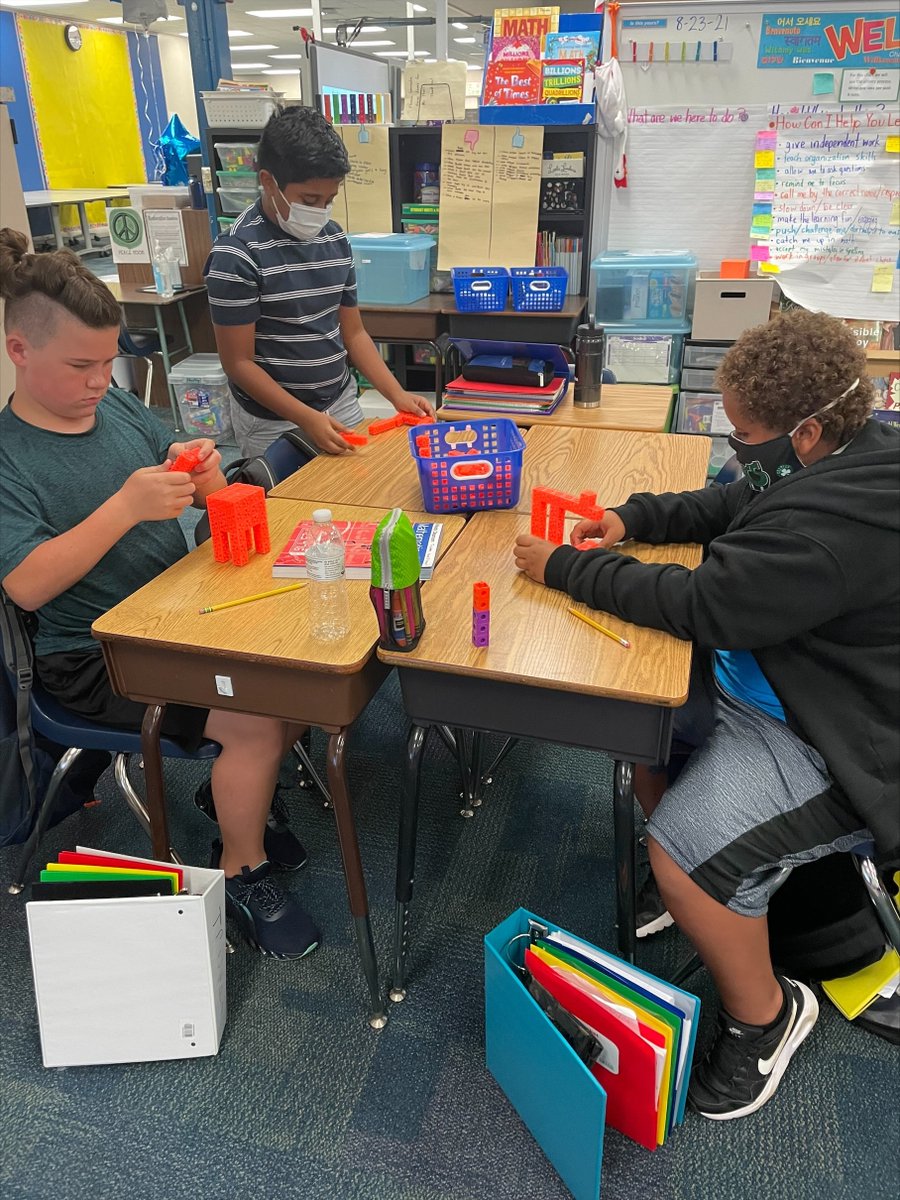 PCS_ElemMath's tweet image. Omnifix cubes are a FANTASTIC math tool for modeling volume. Check out these Bauder 5th graders in action during their recent math lesson.