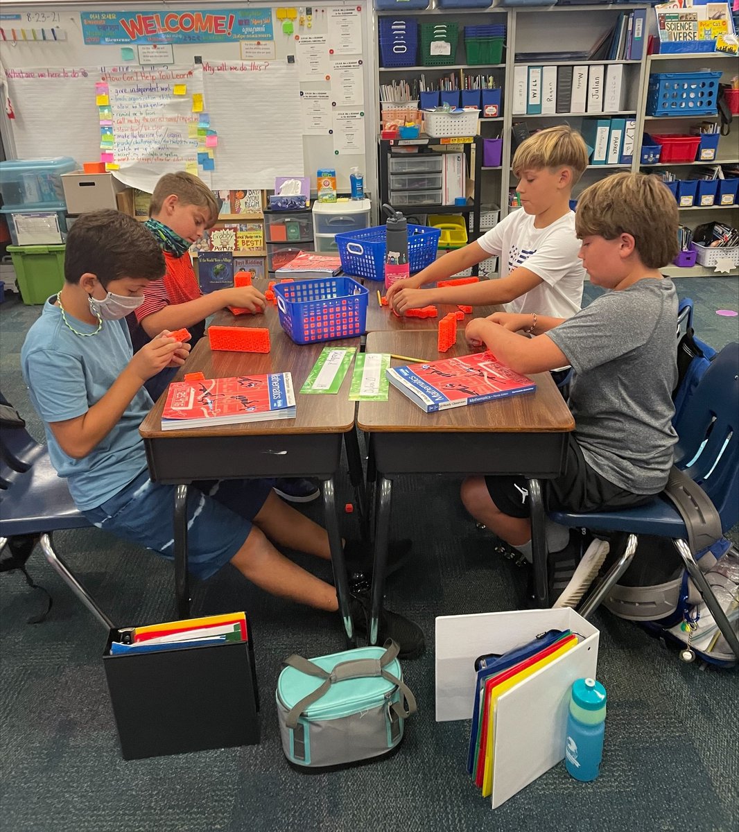 PCS_ElemMath's tweet image. Omnifix cubes are a FANTASTIC math tool for modeling volume. Check out these Bauder 5th graders in action during their recent math lesson.
