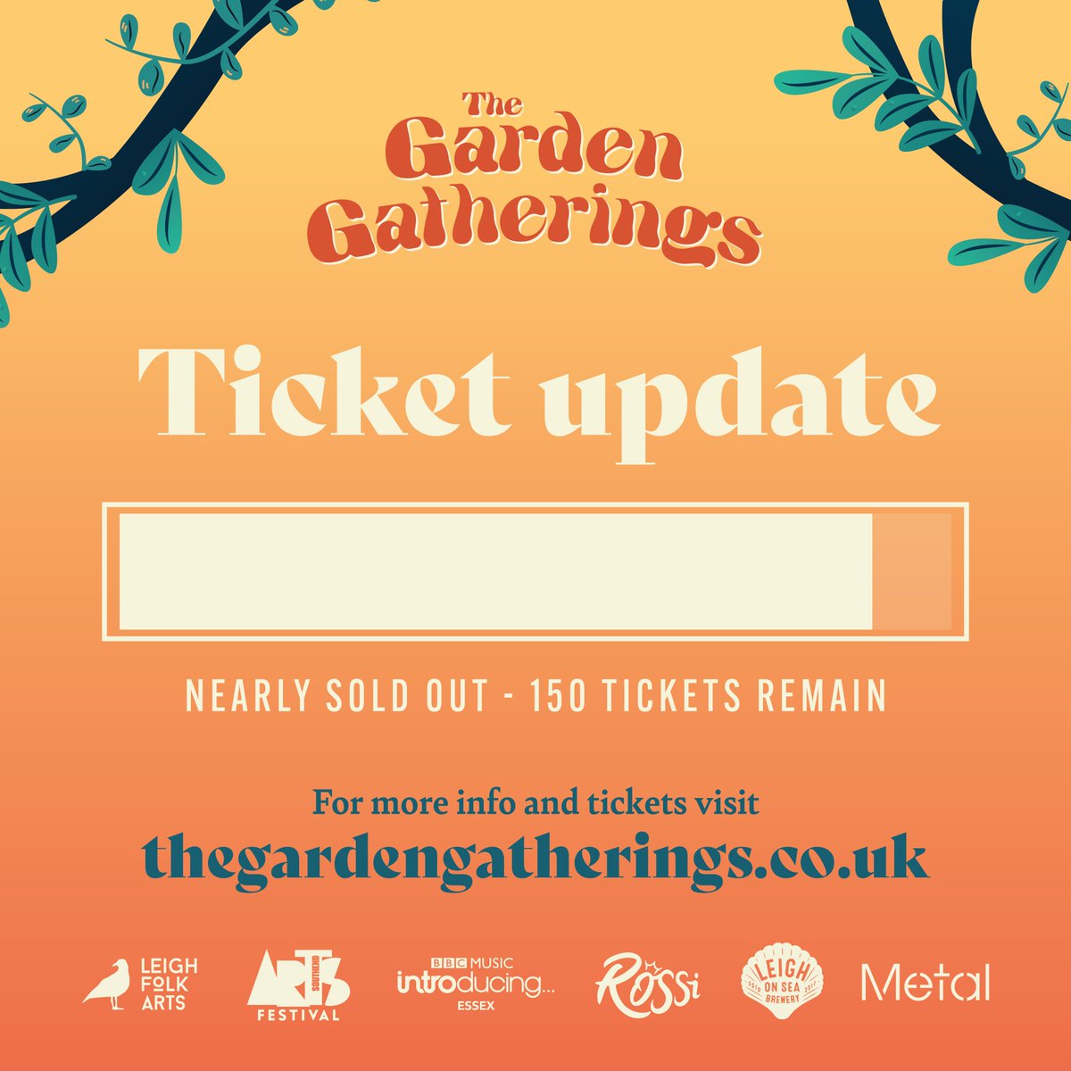 ⚠️ 𝐓𝐈𝐂𝐊𝐄𝐓 𝐖𝐀𝐑𝐍𝐈𝐍𝐆 ⚠️
You better be quick if you want tickets to <a href="/forgetcape/">getcapewearcapefly</a>, <a href="/DeleSosimi/">Dele Sosimi</a> and friends this Saturday 4th Sept. Just 150 tickets remain. Get yours now 👉 thegardengatherings.com