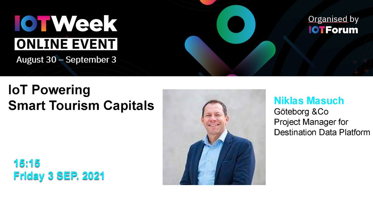 AnySolution (@any_solution) on Twitter photo The #IoTWeek2021 has already started! We’re delighted to organise the #tourism session on September 3 at 15.15 h. dedicated to #SmartTourism Capitals. For Göteborg we count with <a href="/NiklasMasuch/">Niklas Masuch</a> 
Don’t miss this opportunity and register for free <a href="/IoT_Forum/">IoT Forum</a> 
sites.grenadine.co/sites/iot/en/i… The #IoTWeek2021 has already started! We’re delighted to organise the #tourism session on September 3 at 15.15 h. dedicated to #SmartTourism Capitals. For Göteborg we count with <a href="/NiklasMasuch/">Niklas Masuch</a> 
Don’t miss this opportunity and register for free <a href="/IoT_Forum/">IoT Forum</a> 
sites.grenadine.co/sites/iot/en/i…