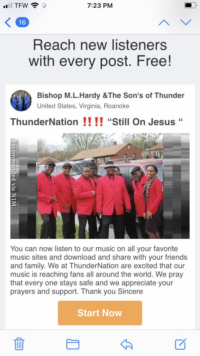 Get in touch with ThunderNation “ Bishop M.L.Hardy and The Sons of Thunder of Roanoke Virginia “ gospel music at its best