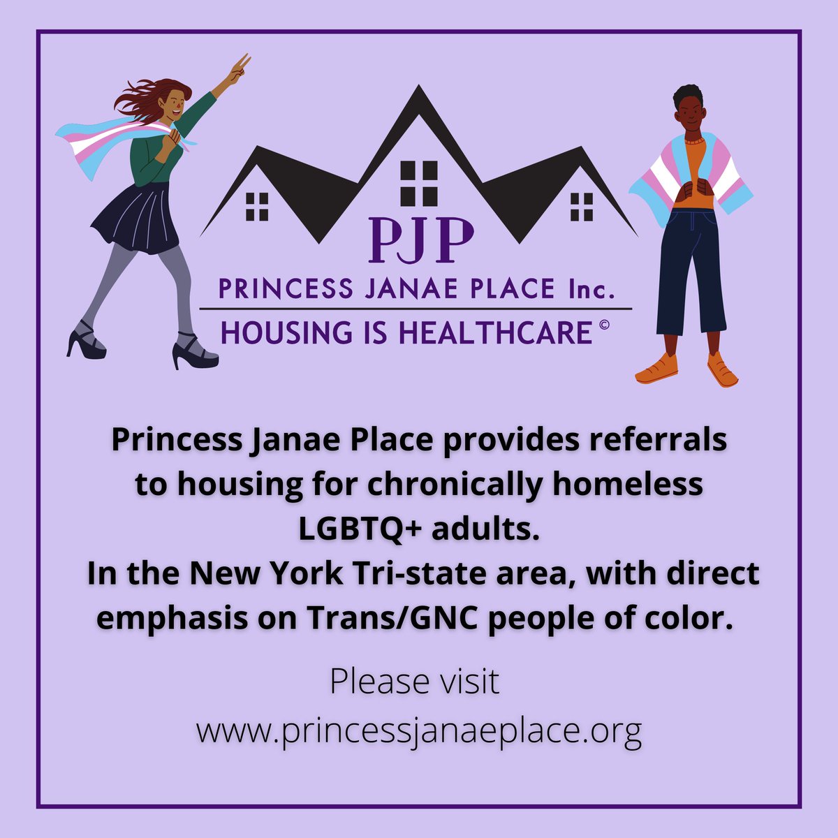 princessjanaepl's tweet photo. What does a donation to Princess Janae Place assist with?
☑️ Housing Navigation
☑️ First Month Rent & Security
☑️ Resume & Job Interview Assistance
Donate here - https://t.co/eYaIleAgKQ
#HousingIsHealthcare #TransLivesMatter #CommunityBasedWork https://t.co/FtRJfbgs6K