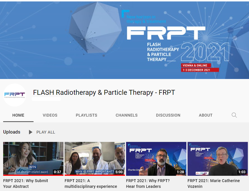 FlashRPT's tweet photo. 🙋♂️ Did you know?
FLASH Radiotherapy & Particle Therapy (FRPT) is on YouTube!
🖐️Head over to our channel today and check all the #FRPT2021 videos to date! - https://t.co/0Dfz5YZUnJ
🎓 Stay tuned for more coming!
#radonc #medphys #advancingRT https://t.co/Keyo2bdVT9