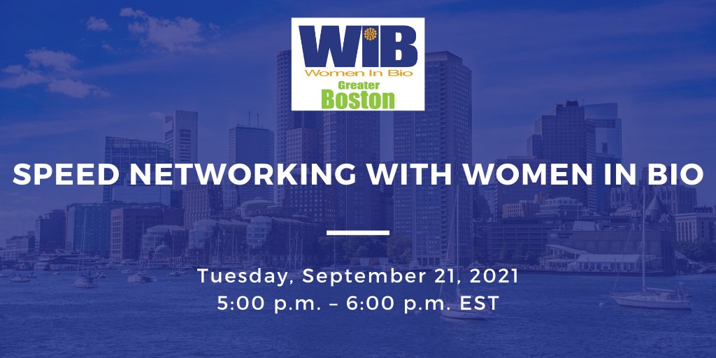 Join Women In Bio-Greater Boston on September 21, 2021 for a FREE virtual speed networking event! You won’t want to miss this power hour of networking with colleagues. Register at womeninbio.org/events/EventDe…