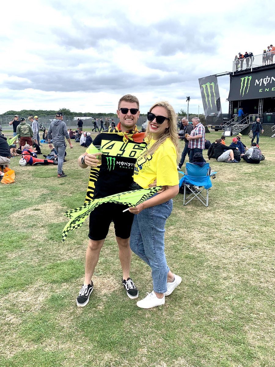 Scaps46's tweet photo. Amazing weekend at @SilverstoneUK with the wife, watching @ValeYellow46 for the last time 💛💛💛 #MotoGP #VR46 #Rossi #Silverstone #BritishGP https://t.co/Avq2RyH8S7