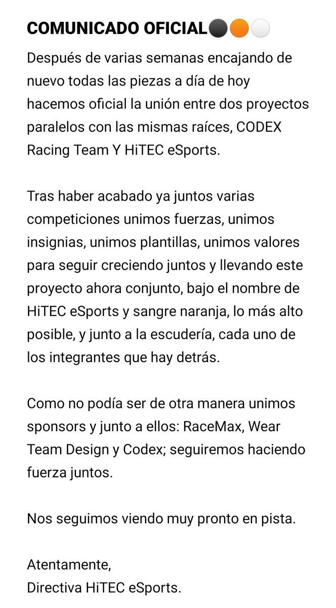 HiTEC_eSports's tweet photo. #ComunicadoOficial⚫🟠⚪ https://t.co/unRDCUkrKC