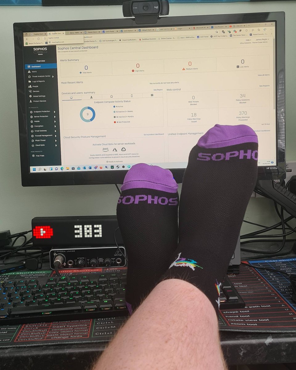JimtheITguy's tweet photo. A day of helping keep our clients secure with @sophos would not be complete without making sure I have my #sophossocks on #sophosfirewall #sophos #interceptx #infosec #socks #unicorn #security #edr #xdr #mtr https://t.co/IpAV1Cm3UP