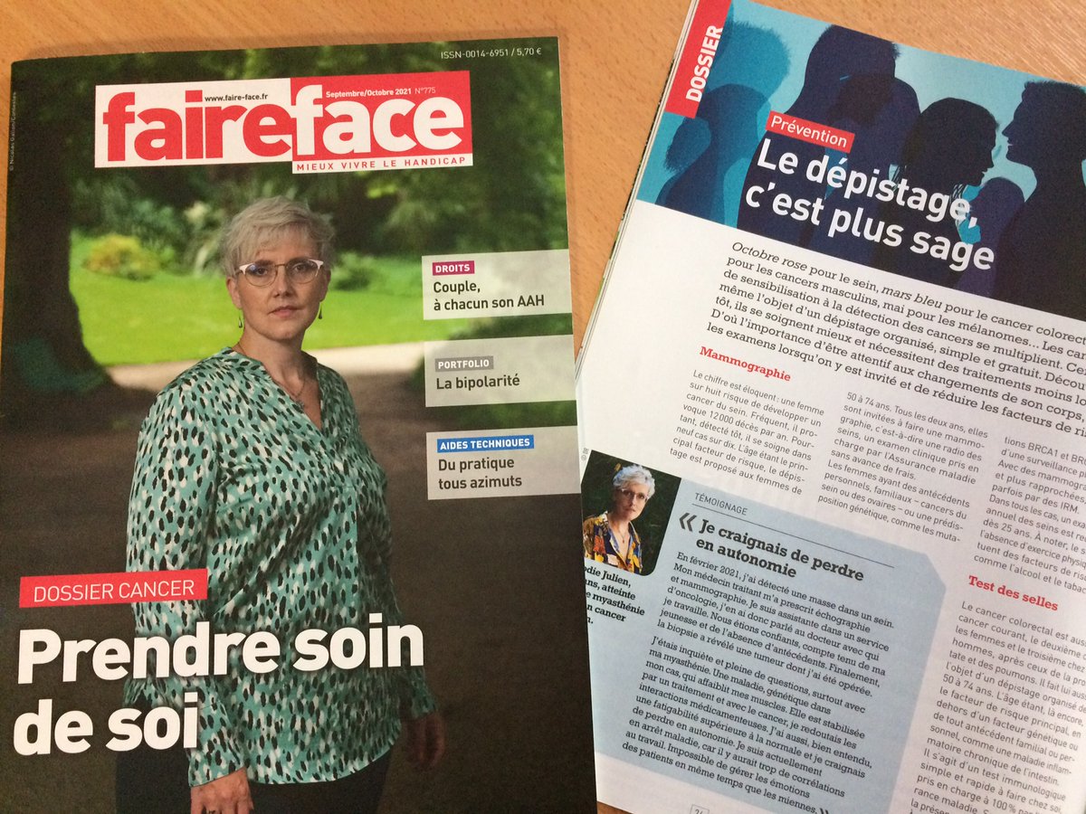 Les #cancers sont la première cause de décès chez l’homme et la deuxième chez la femme. D’où l’importance du dépistage. Quand ? Pour qui ? Comment ? C’est dans le dossier de rentrée du magazine Faire Face - Mieux vivre le #Handicap
➡️bit.ly/38quuVq